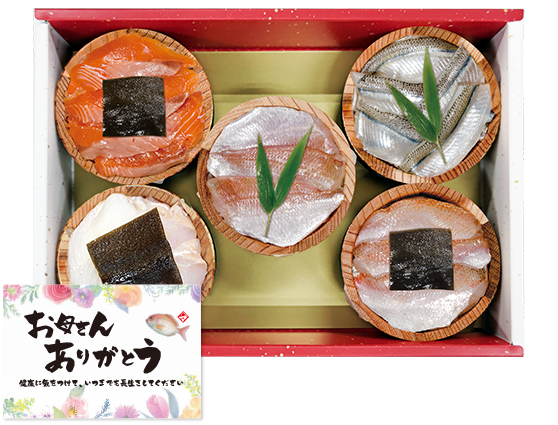 小鯛の笹漬け・さよりの笹漬け・のど黒の昆布締め・ひらめの昆布締め・ふくいサーモンの昆布締め